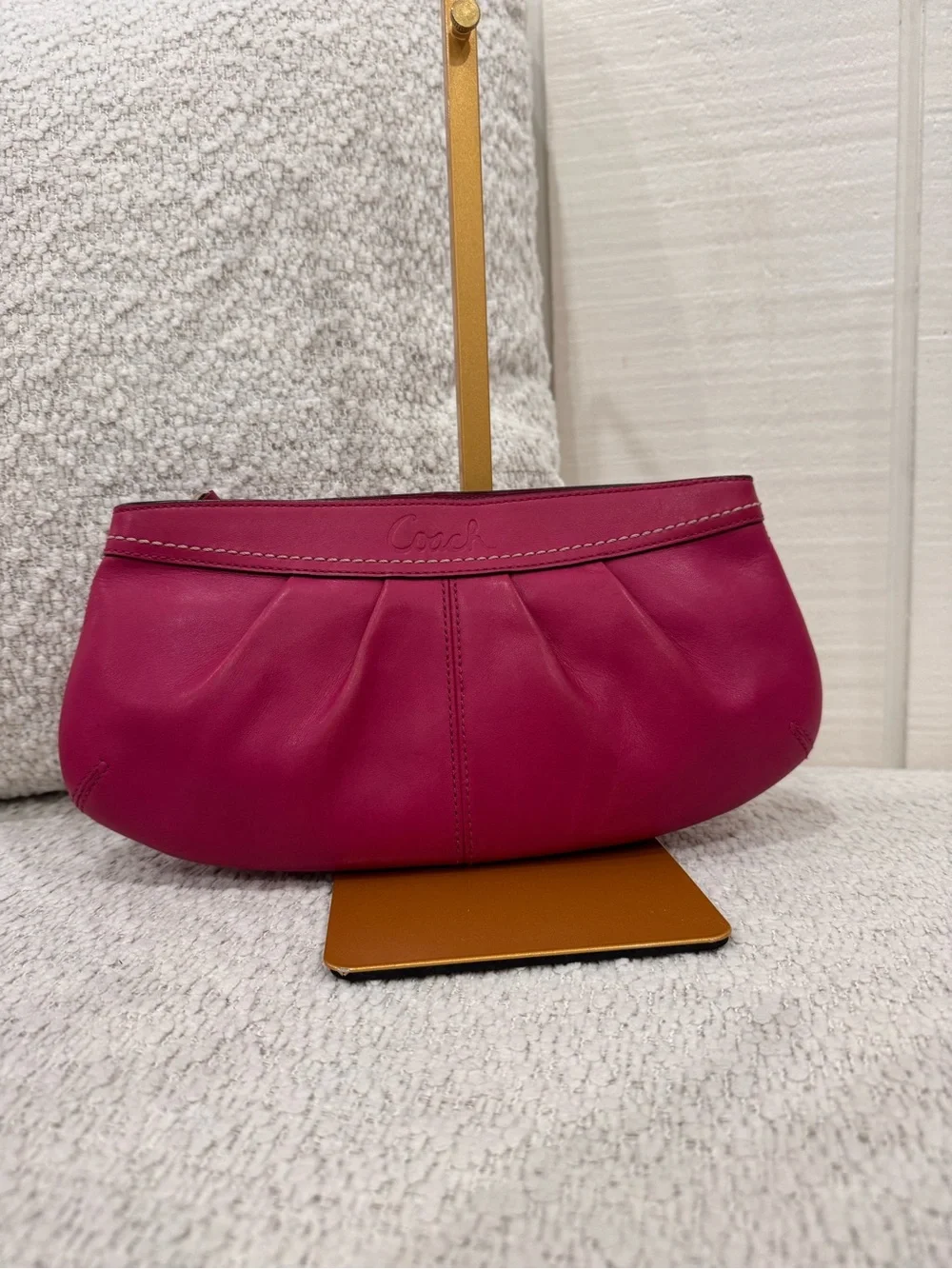 Vintage Coach Soho Pleated Smooth Leather Wristlet/Clutch